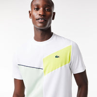Lacoste TH1797-51 Men's Regular Fit Tennis T-shirt [White/Flashy Yellow/Green/Navy Blue]